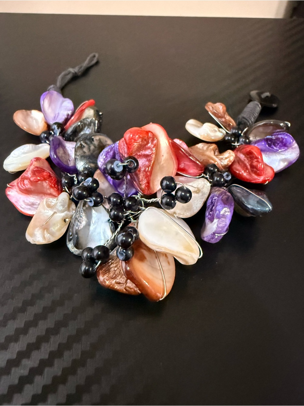 handcrafted mother-of-pearl statement bracelet